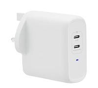 Amazon Basics 63W Two-Port GaN USB-C Wall Charger (45W + 18W) for Laptops, Tablets & Phones With Power Delivery, White (non-PPS)