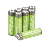 Amazon Basics 8-Pack Rechargeable AA NiMH High-Capacity Batteries, 2400 mAh, 1.2V, Recharge up to 400x Times, Pre-Charged