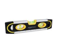 Amazon Basics 9-inch Easy to Use Magnetic Torpedo Level and Ruler with 180/90/45 Degree Bubbles Black Yellow