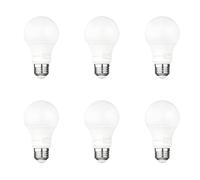 Amazon Basics A19 Dusk to Dawn Sensor LED Outdoor Light Bulb, 60W Equivalent, Energy-Efficient 9W, Daylight White, 5000K, E26 Base, 10,000 Hours, 6 Count (Pack of 1)