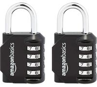 Amazon Basics AB-PL111 4-Digit Combination lock, 2 Count, Black/Silver