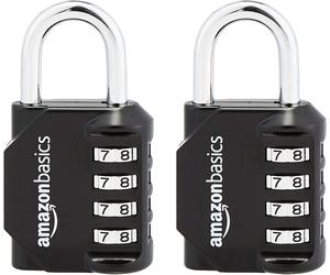 Amazon Basics AB-PL111 4-Digit Combination lock, 2 Count, Black/Silver
