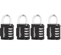 Amazon Basics AB-PL111 4-Digit Combination Lock, 2 Count, Black/Silver (Pack of 2)