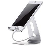 Amazon Basics Adjustable Aluminum Phone Stand for Cell Phones, iPhone and Android, 8.1 x 7.6 x 9.9 cm, Silver