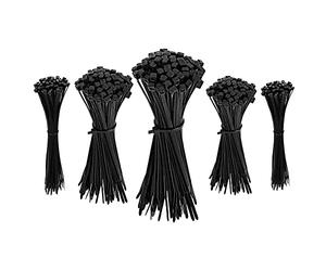 Amazon Basics Adjustable Cable Straps, Zip Ties for Cable Management, 100/120/150/200/300 mm, 500 count (Pack of 1), Black