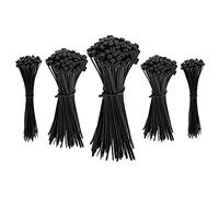 Amazon Basics Adjustable Cable Ties, Zip Ties for Cable Management, 100/120/150/200/300 mm, 500 count, Black