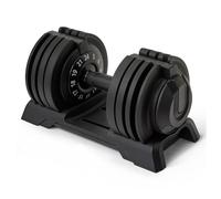 Amazon Basics Adjustable Dumbbell, 12 Weight Settings from 3kg to 24kg, Single Dumbbell for Home Gym Strength Training Workout, Black