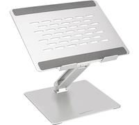 Amazon Basics Adjustable Ergonomic Laptop Stand, Multi-Angle with Heat Vent, For Laptops 10 (25.4 cm) - 17 Inches (43.2 cm), Silver