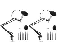 Amazon Basics Adjustable Microphone Arm Stand with Pop Filter and Foam Windscreen, Table Mounting Clamp, 360° Rotation, Compatible with Blue Yeti, Snowball, HyperX, 14-Inch (35.5 cm), Black