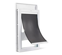 Amazon Basics Adjustable Plastic Dog and Cat Door, Large,20.00’’ x 13.31’’ x 4.45’’, White and Grey