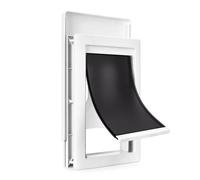 Amazon Basics Adjustable Plastic Dog and Cat Door, Medium,10.5’’ x 15’’ x 3.9'', White and Grey