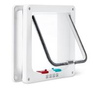 Amazon Basics Adjustable Plastic Dog and Cat Door with 4 Way Lock, Small, 7.5’’ x 7.4’’ x 2.24’', White