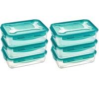 Amazon Basics Air-Locked Leak-Proof, Stackable & Airtight Fridge/Freezer Containers with Lids, BPA-Free Plastic, Microwave and Dishwasher Safe 3-Piece Food-Storage Set, 3 x 1.2 liters, Clear