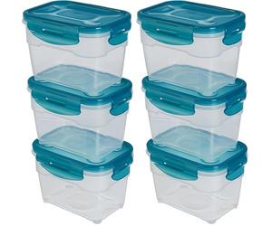 Amazon Basics Air-Locked Leak-Proof, Stackable & Airtight Fridge/Freezer Containers with Lids, BPA-Free Plastic, Microwave and Dishwasher Safe 3-Piece Food-Storage Set, 3 x 1 l, Clear (Pack of 2)