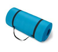 Amazon Basics - Alfombrilla de yoga extragruesa de 2.5 cm con correa de transporte, color Aqua
