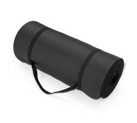 Amazon Basics - Alfombrilla de yoga extragruesa de 2.5 cm con correa de transporte, color negro