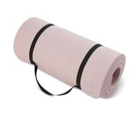 Amazon Basics - Alfombrilla de yoga extragruesa de 2.5 cm con correa de transporte, color rosa