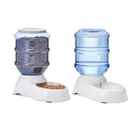 Amazon Basics Dog and Cat Feeder Dispenser for Food and Water, 2.5 Gallon, Large, Grey