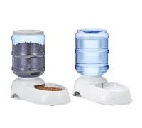 Amazon Basics Automatic Dog Cat Water Dispenser Gravity Feeder Set, Small, 6-Pound Food Capacity, 1-Gallon