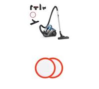 Amazon Basics Bagless Canister Vacuum Cleaner 1.7L Compact Lightweight with 3-in-1 Action Nozzle, 2 Extra Filters, 850W, for Carpet and Hard Floors, Black & Blue