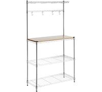 Amazon Basics Baker's 3-Shelf Rack, Wood/Chrome, 91.44 x 35.56 x 161.04 cm