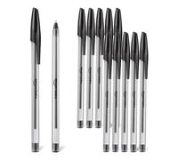 Amazon Basics Ballpoint Pens, Fast Drying, Ideal for School, Office, Medium Point (1.0mm), Black, Pack of 12