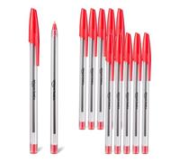 Amazon Basics Ballpoint Pens, Fast Drying, Ideal for School, Office, Medium Point (1.0mm), Red, Pack of 12