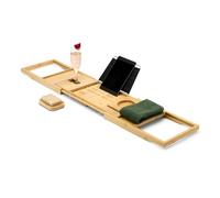 Amazon Basics Bath Tray, Bamboo Bathtub Caddy, Expandable and Foldable, Anti-Slip Grips