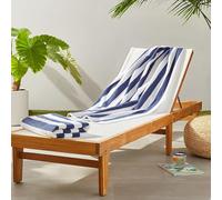 Amazon Basics Beach, Pool, Gym & Spa Towel, 100% Cotton Cabana Stripe, 76 x 152 cm, Navy Blue, 2-Pack
