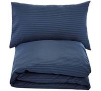 Amazon Basics Bedding 2-Piece Microfibre Single Duvet Cover Set, Fade Resistant, Duvet Cover 135 x 200 cm & 1 Pillowcase 50 x 80 cm, Navy Blue