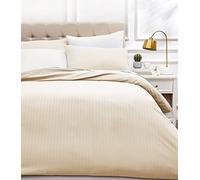 Amazon Basics Bedding 3-Piece Microfibre Double Duvet Set, Fade Resistant, Duvet Cover 200 x 200 cm & 2 Pillowcases 50 x 80 cm, Beige