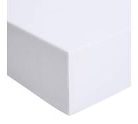 Amazon Basics Bedding Jersey Cotton Emperor Fitted Sheet with 12 inch (30 cm) Deep Pocket, 200 x 200 cm, White