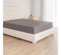Amazon Basics Bedding Jersey Cotton Fitted Sheet with 12 inch (30 cm) Deep Pocket, 140 x 200 cm, Dark Grey