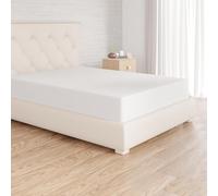 Amazon Basics Bedding Jersey Cotton Fitted Sheet with 12 inch (30 cm) Deep Pocket, 160 x 200 cm, White