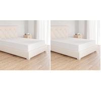 Amazon Basics Bedding Jersey Cotton Single Fitted Sheet with 12 inch (30 cm) Deep Pocket, 90 x 200 cm, White (Pack of 2)