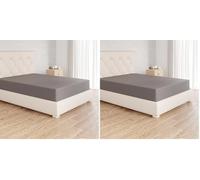 Amazon Basics Bedding Jersey Cotton Small Double Fitted Sheet with 12 inch (30 cm) Deep Pocket, 120 x 200 cm, Dark Grey (Pack of 2)
