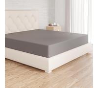 Amazon Basics Bedding Jersey Cotton Super King Fitted Sheet with 12 inch (30 cm) Deep Pocket, 180 x 200 cm, Dark Grey