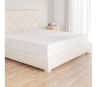 Amazon Basics Bedding Jersey Cotton Super King Fitted Sheet with 12 inch (30 cm) Deep Pocket, 180 x 200 cm, White