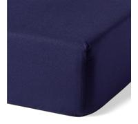 Amazon Basics Bedding Organic Cotton Super King Fitted Sheet, 180 x 200 cm, Navy Blue