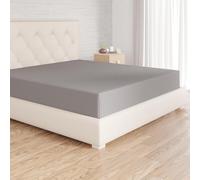 Amazon Basics Bedding Soft Microfibre Emperor Fitted Sheet with 12 inch (30 cm) Deep Pocket, 200 x 200 cm, Dark Grey