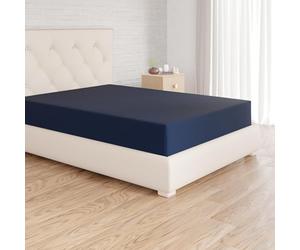 Amazon Basics Bedding Soft Microfibre Fitted Sheet with 12 inch (30 cm) Deep Pocket, 160 x 200 cm, Navy Blue