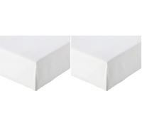 Amazon Basics Bedding Super Soft 400TC Cotton Sateen Wrinkle-Free Fitted Sheet with 12 inch (30 cm) Deep Pocket, 160 x 200 cm, White (Pack of 2)