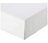 Amazon Basics Bedding Super Soft 400TC Cotton Sateen Wrinkle-Free Fitted Sheet with 12 inch (30 cm) Deep Pocket, 160 x 200 cm, White