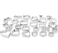 Amazon Basics Biscuit Cutter Set Pack of 25, Silver, Variety Shaped, 4 cm to 9