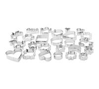 Amazon Basics Biscuit Cutter Set Pack of 25, Silver, Variety Shaped, 4 cm to 9 cm