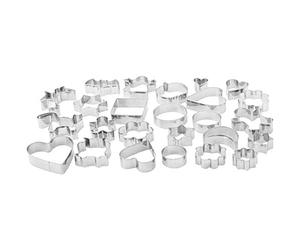 Amazon Basics Biscuit Cutter Set Pack of 25, Silver, Variety Shaped, 4 cm to 9 cm