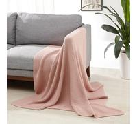 Amazon Basics Blanket Throw All Season Throw Blanket Knit Woven Recycled Polyester 50" x 60" Dusty Rose