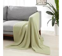 Amazon Basics Blanket Throw All Season Throw Blanket Knit Woven Recycled Polyester 50" x 60" Sage Green