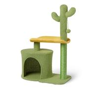Amazon Basics Cactus Cat Tree for Indoors Cats& Kittens, Scratching Post with Curved Perch and Cozy Cat Condo, Interactive Dangling Ball,30.7” (77.9cm) H, Green