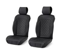 Amazon Basics Car Seat Covers Front Pair, Breathable Faux Leather, Universal Fit, Top Covered, 2-Pack, Black